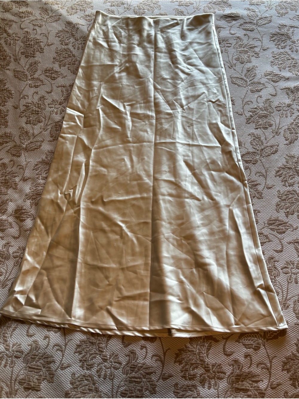 Satin Cream A-Line Maxi Skirt